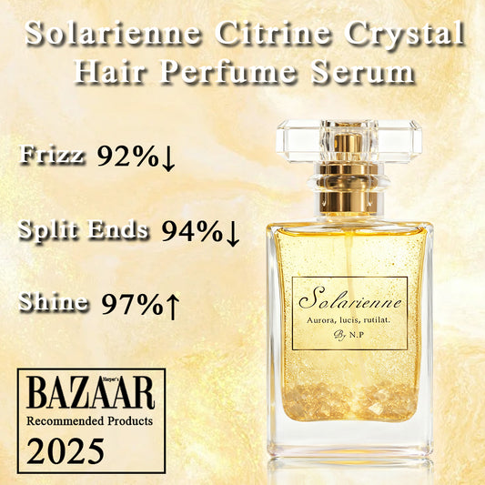 【BAZAAR RECOMMEND 2025】Solarienne Crystal Hair Perfume Serum | Citrine for Wealth & Success | Luxury Brand-Inspired Fragrance | Floral & Fruity Notes | Non-Greasy, Nourishing Hair Oil | 50ml
